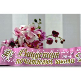 Лента Выпускник Начальной Школы 3D ( Розовая)